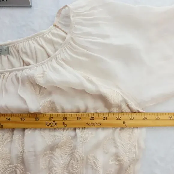 Angela Italy Silk Blouse Large Pink Embroidered Boho Peasant Cottage Coquette - Picture 15 of 16